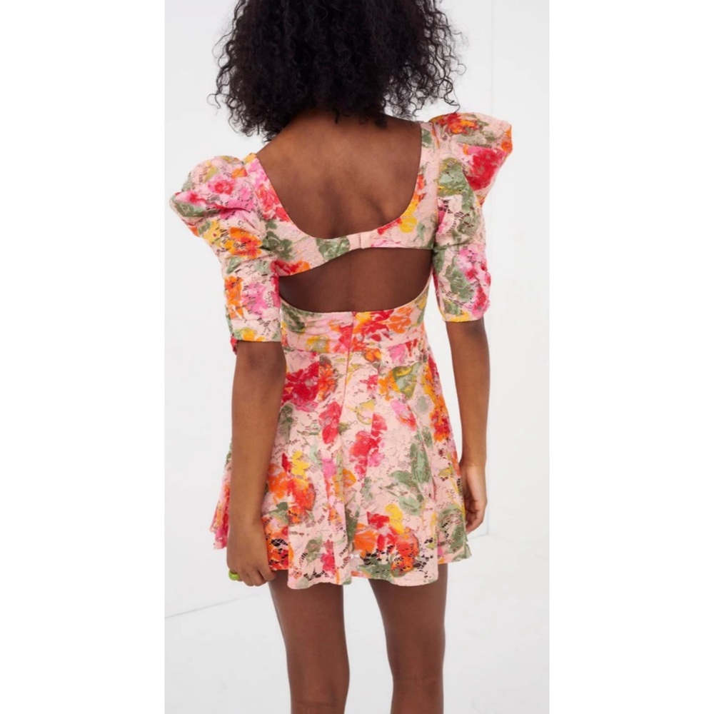 For Love & Lemons Dascha Lace Puff Sleeve Floral Dainty Mini Dress Size M NEW - Picture 16 of 16